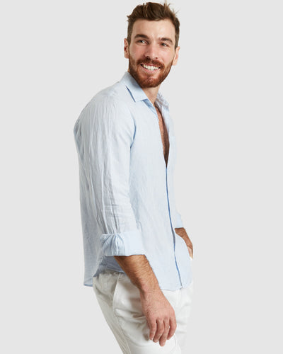 Tulum Sky Linen Shirt Long Sleeve - Casual Fit