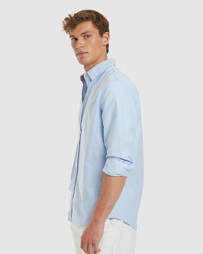 Oxford Blue Cotton Shirt  - Casual Fit