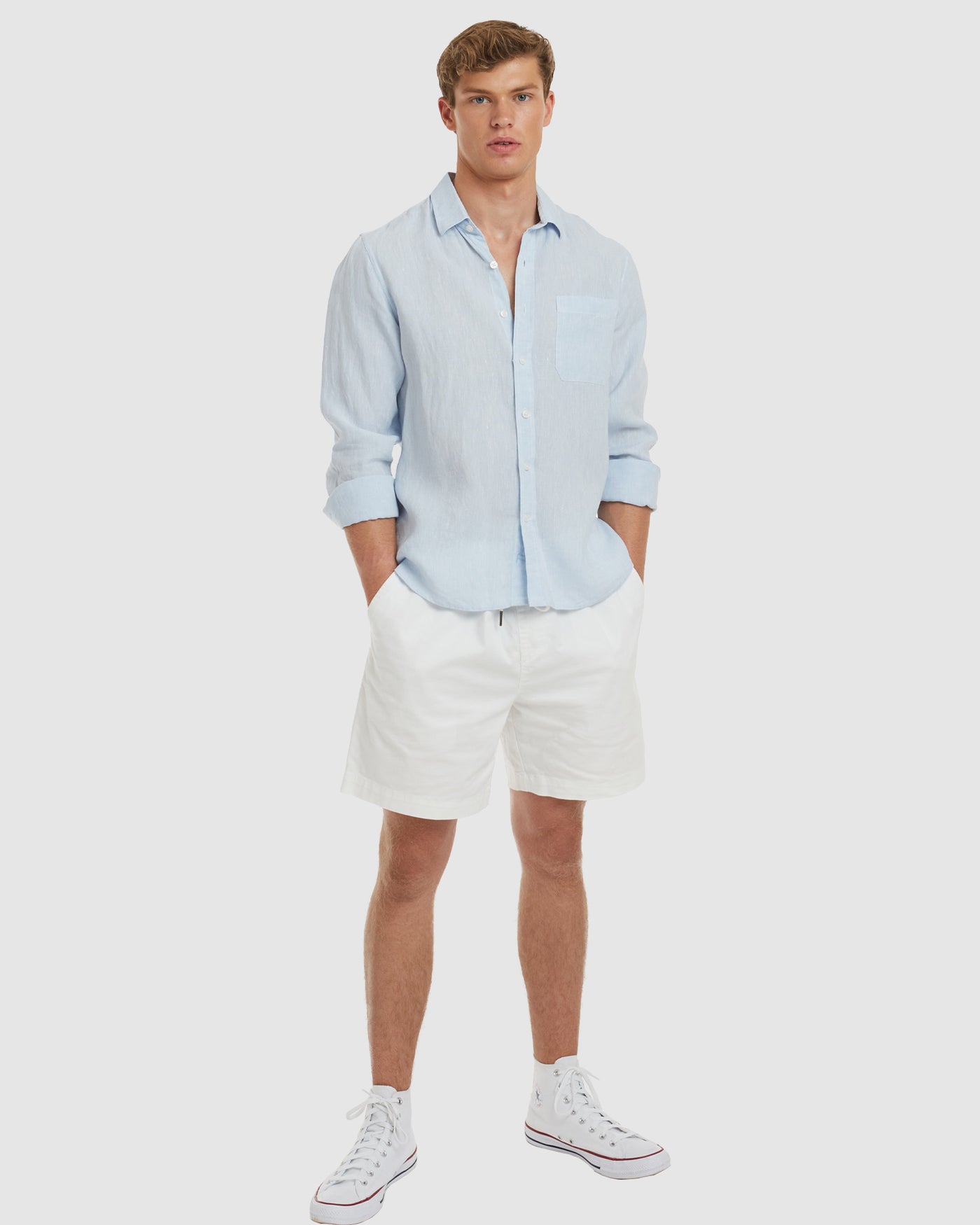Ravello No Tuck Sky blue Linen Shirt - Slim Fit