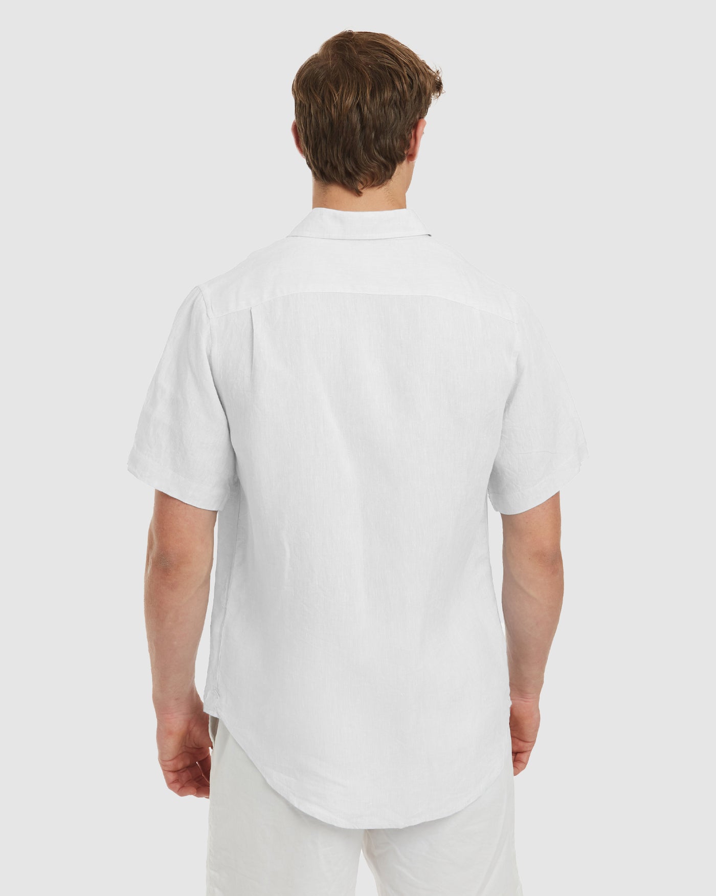 Ravello No Tuck Short Sleeve White Linen Shirt - Slim Fit