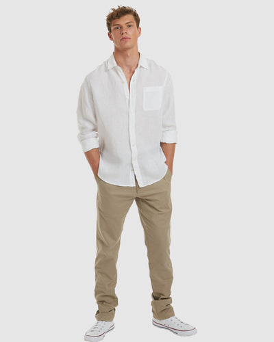 Tulum White Linen Shirt Long sleeve - Slim Fit