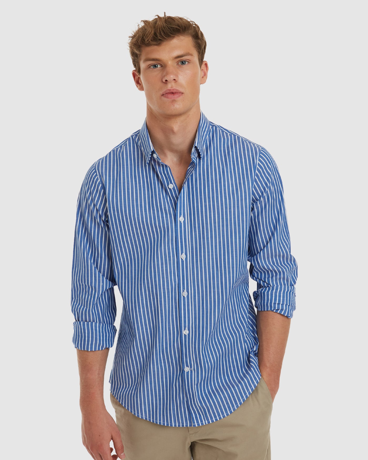 Vegas Blue Stripes Cotton Shirt  - Slim Fit